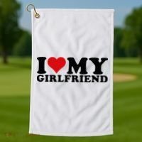 I Love My Girlfriend Gf I Heart My Girlfriend GF White  Golf Towel thumb 1