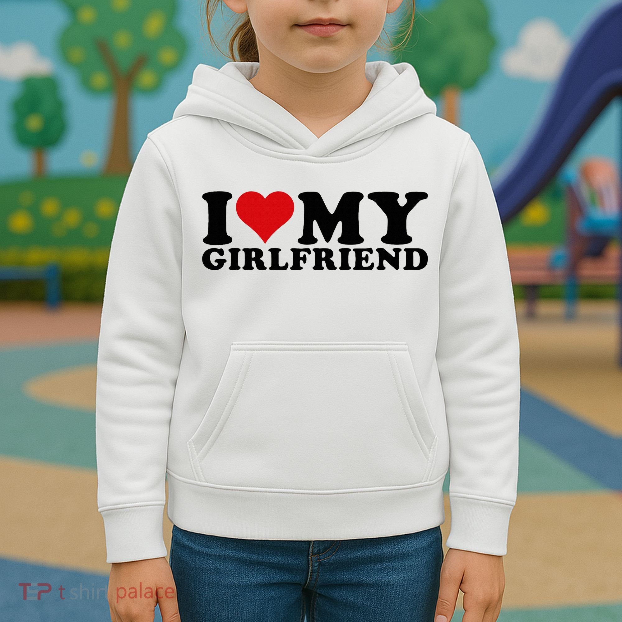 I Love My Girlfriend Gf I Heart My Girlfriend GF White  Kids Hoodie
