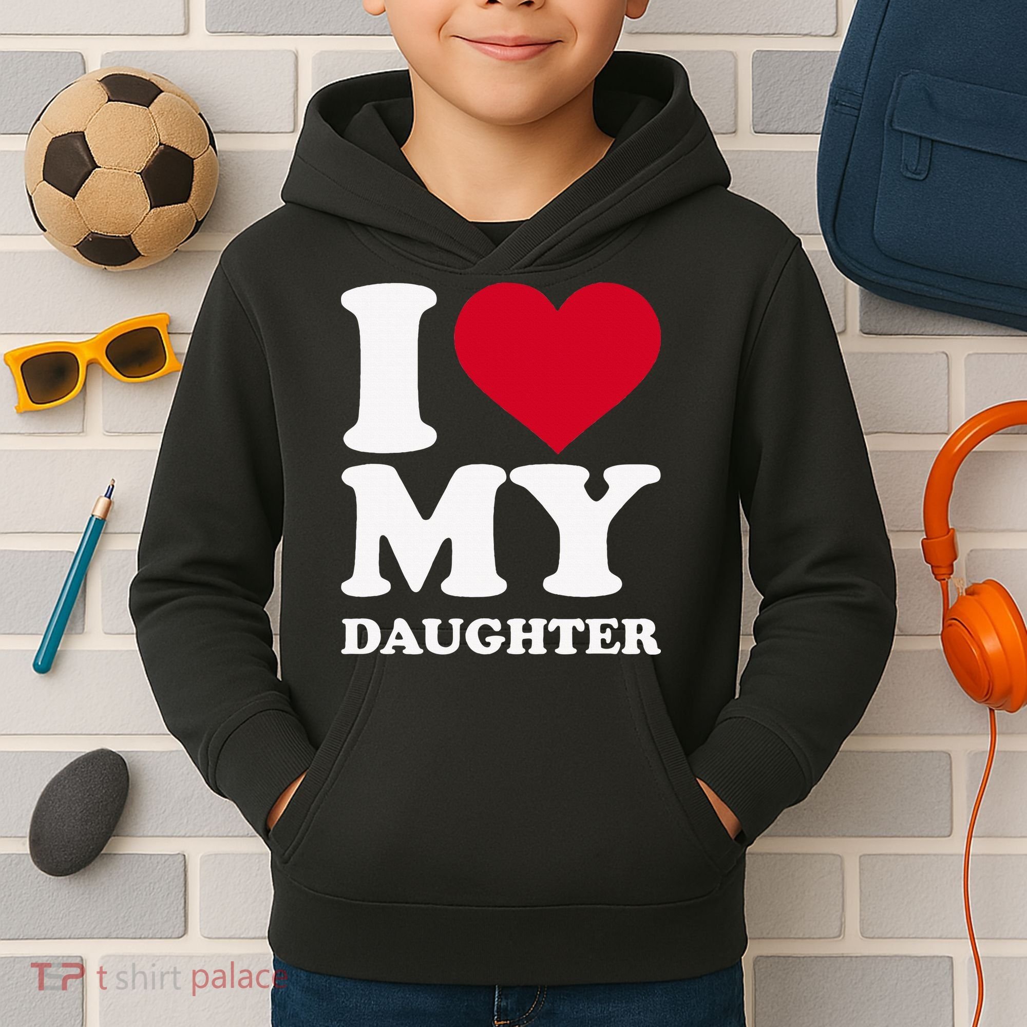 I Love My Daughter Kids Hoodie