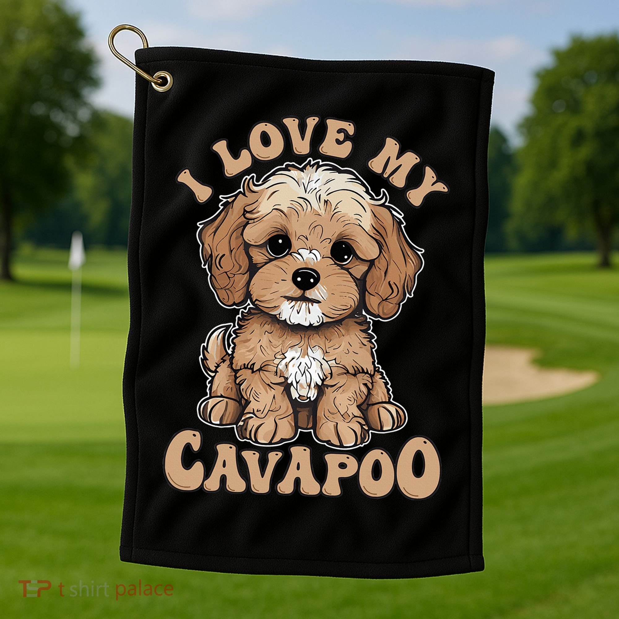 I Love My Cavapoo Dog Lover Cavoodle Owner Golf Towel