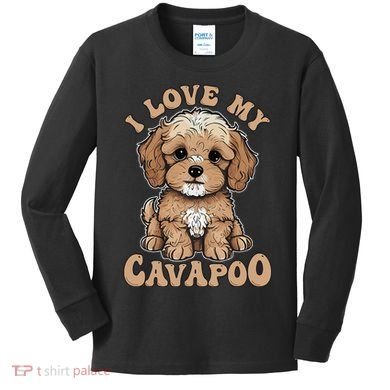 I Love My Cavapoo Dog Lover Cavoodle Owner Kids Long Sleeve Shirt