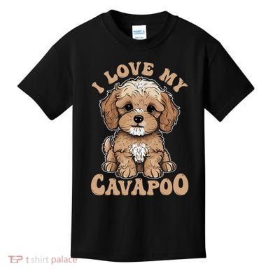 I Love My Cavapoo Dog Lover Cavoodle Owner Kids T-Shirt