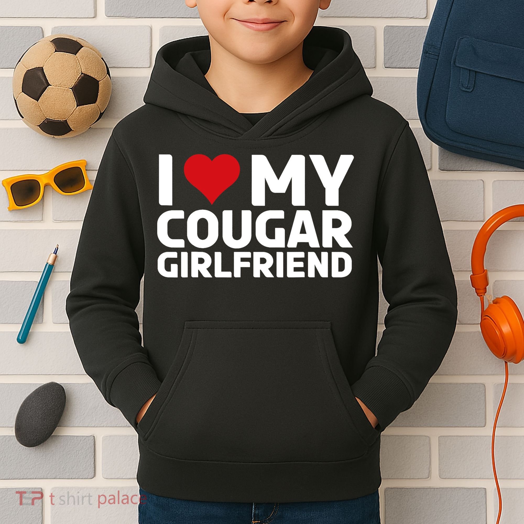 I Love My Cougar Girlfriend | I Heart My Cougar Girlfriend Kids Hoodie