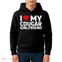 I Love My Cougar Girlfriend | I Heart My Cougar Girlfriend Kids Hoodie thumb 4