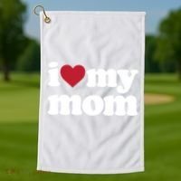 I Love My Mom Gift Golf Towel thumb 1