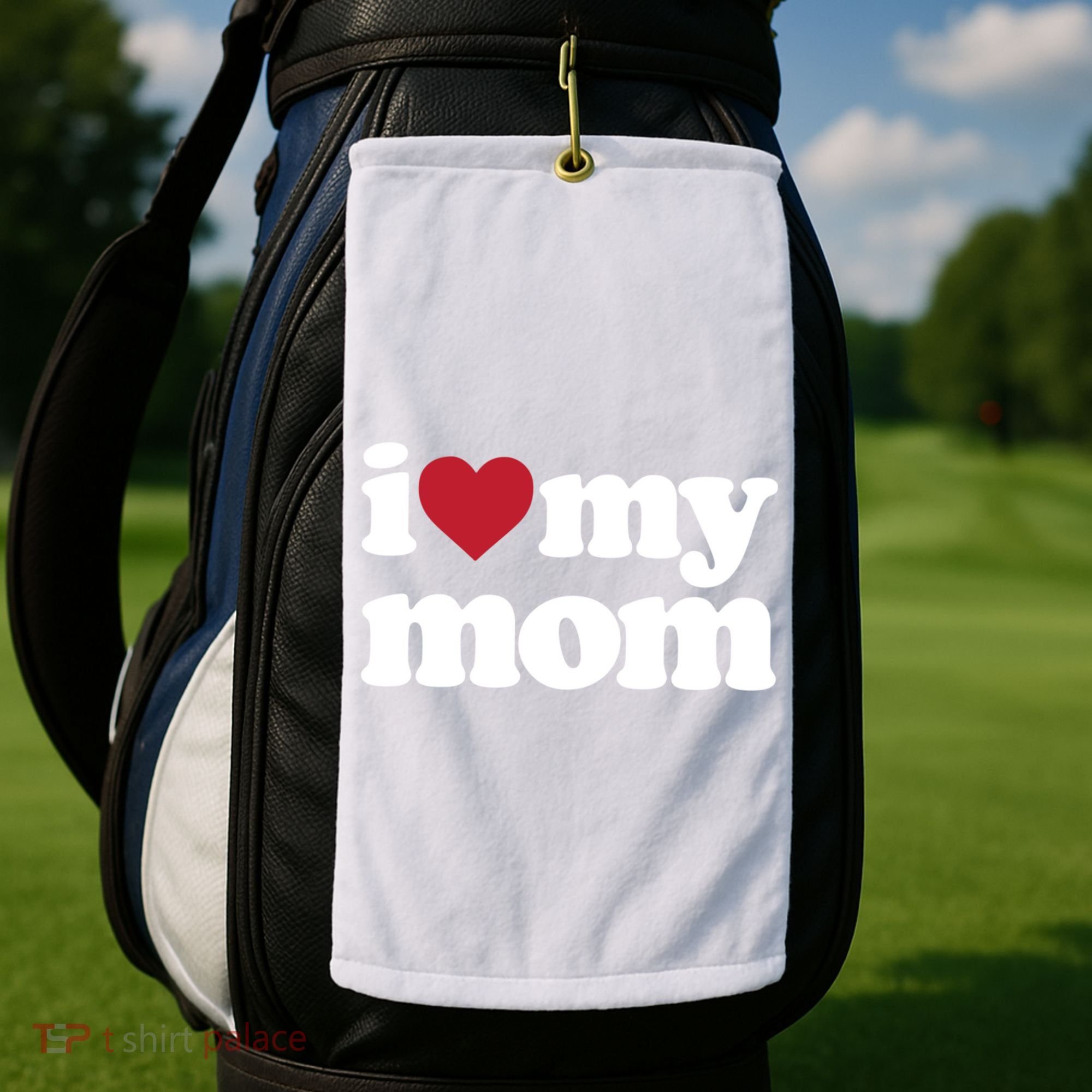 I Love My Mom Gift Golf Towel
