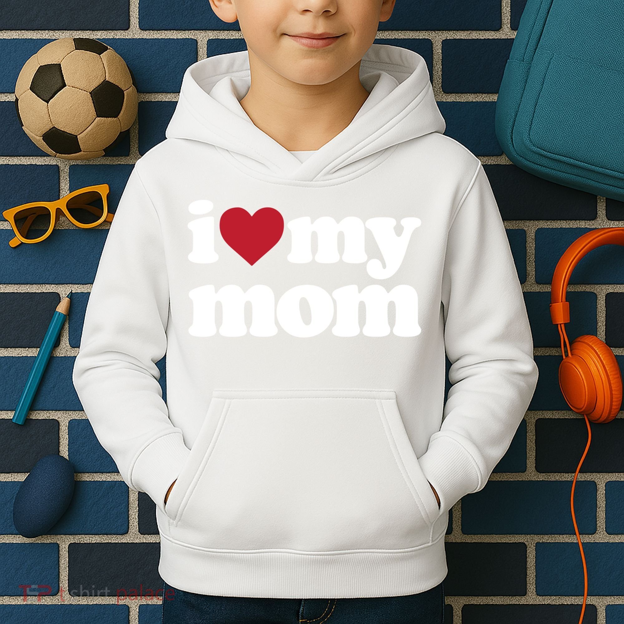 I Love My Mom Gift Kids Hoodie