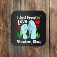 I Love Manatees Manatee Lover Zookeeper Marine Biologist Coaster thumb 0