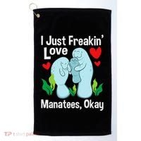 I Love Manatees Manatee Lover Zookeeper Marine Biologist Golf Towel thumb 0