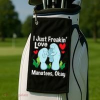 I Love Manatees Manatee Lover Zookeeper Marine Biologist Golf Towel thumb 2