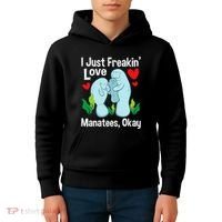 I Love Manatees Manatee Lover Zookeeper Marine Biologist Kids Hoodie thumb 4