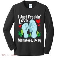 I Love Manatees Manatee Lover Zookeeper Marine Biologist Kids Long Sleeve Shirt thumb 0