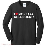 I Love My Crazy GF Couple Valentines Day Girlfriend Kids Long Sleeve Shirt thumb 0
