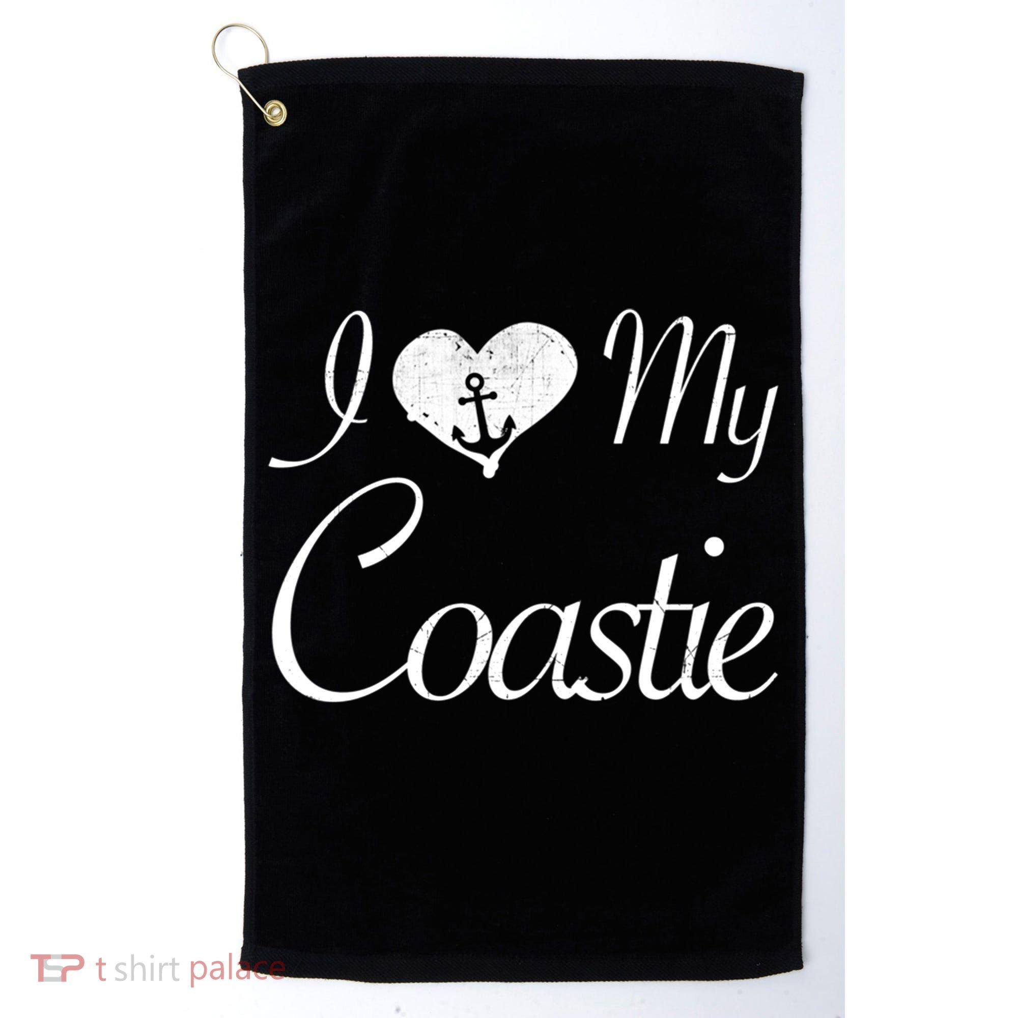 I Love My Coastie Coast Guard Gift Golf Towel
