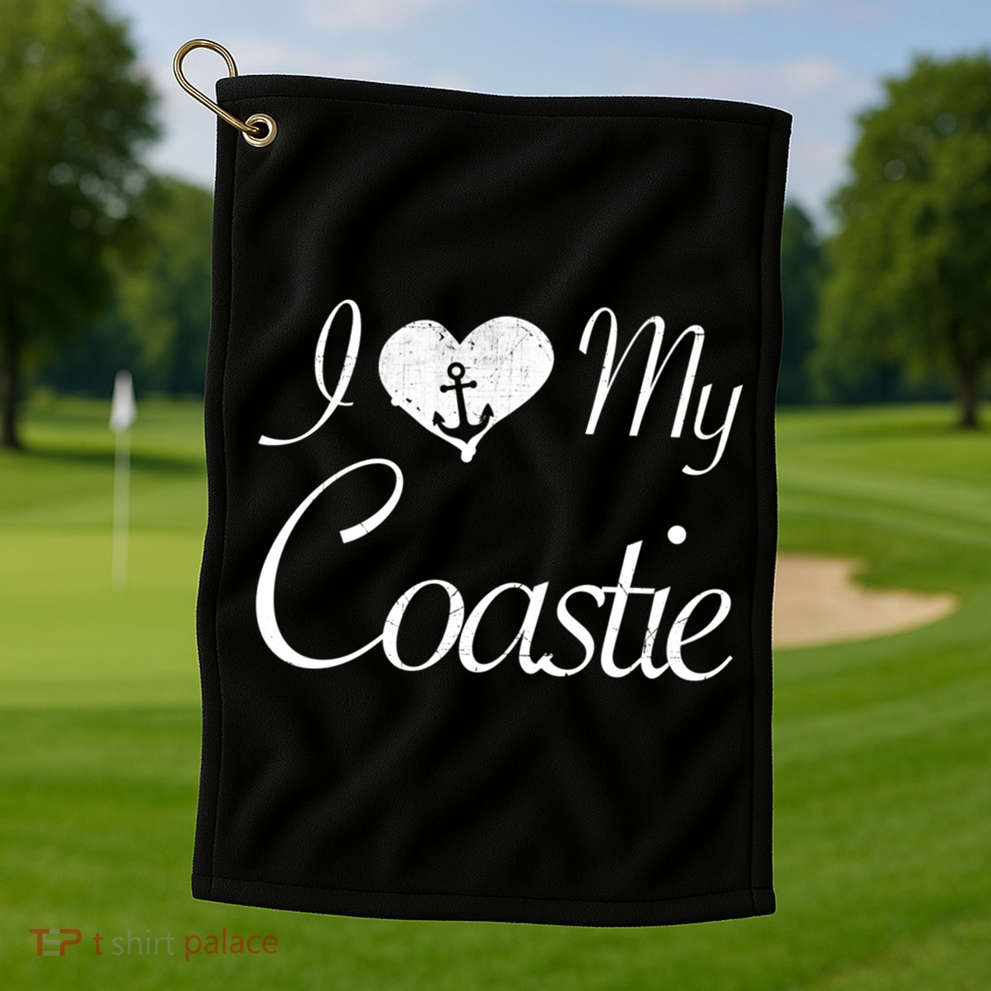 I Love My Coastie Coast Guard Gift Golf Towel