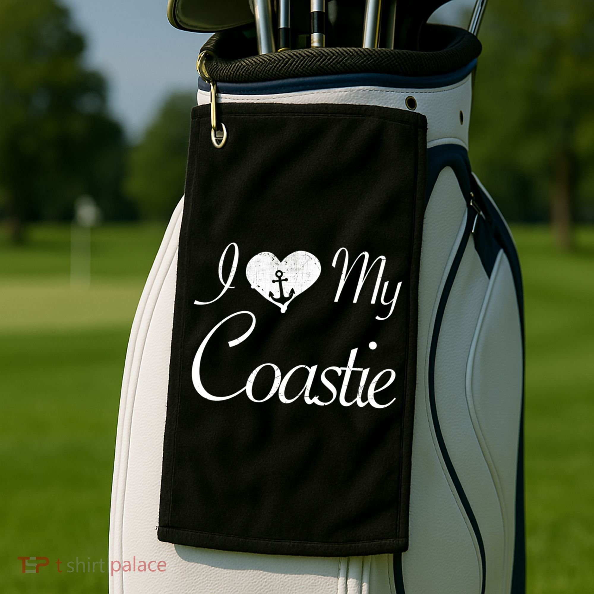 I Love My Coastie Coast Guard Gift Golf Towel