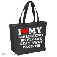I Love My Girlfriend So Please Stay Away From Me Funny GF Tote Bag thumb 2