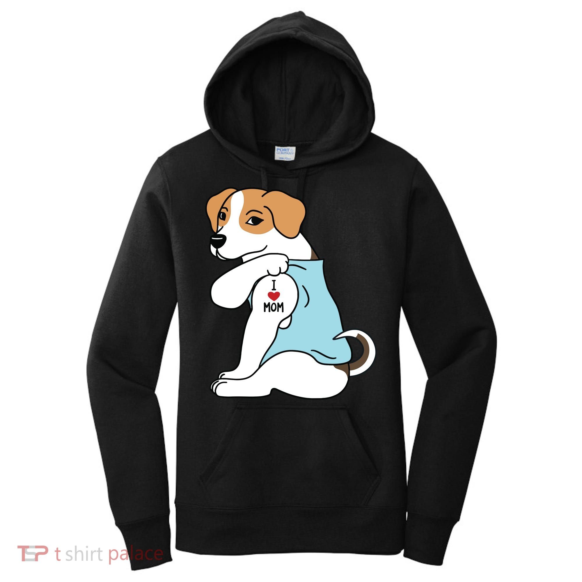 I Love Mom Tattoo Jack Russell Terrier Mothers Day Dog Women's Hoodie