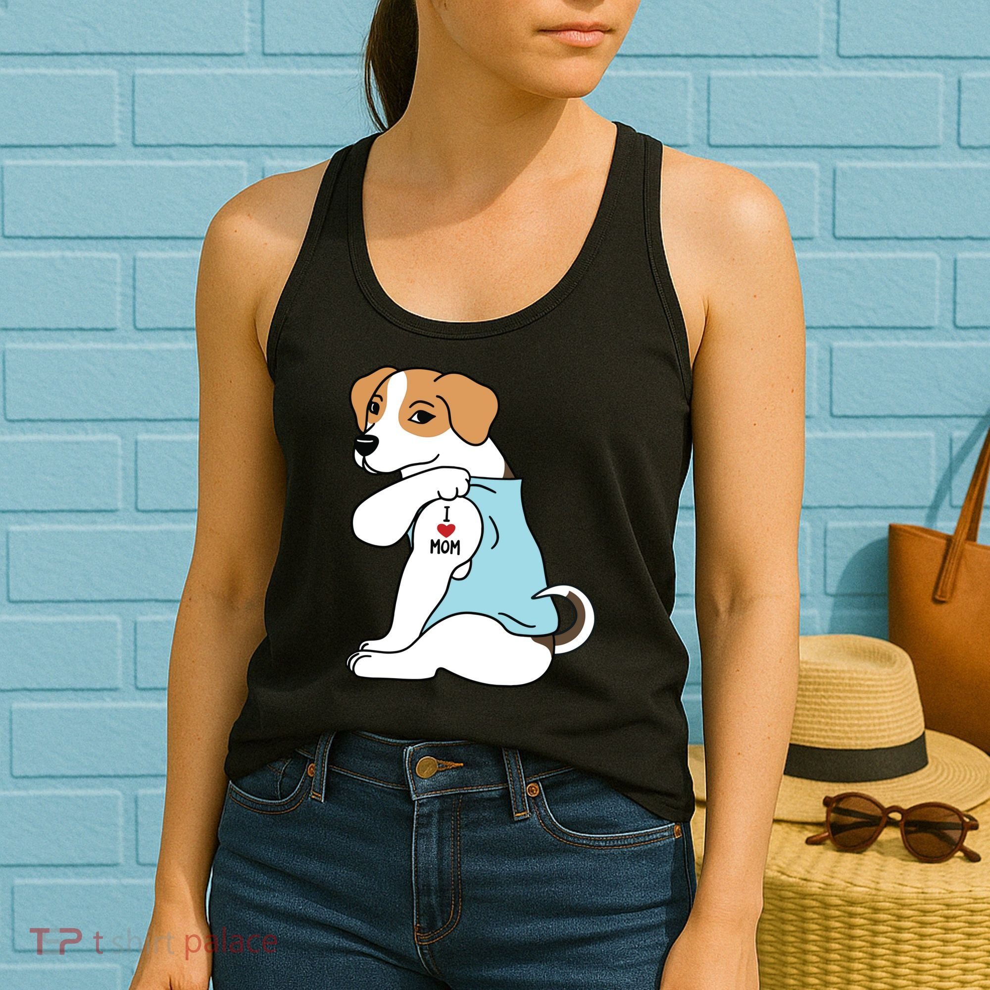 I Love Mom Tattoo Jack Russell Terrier Mothers Day Dog Women's Tank Top