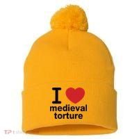 I Love Medieval Torture Pom Pom 12in Knit Beanie thumb 0