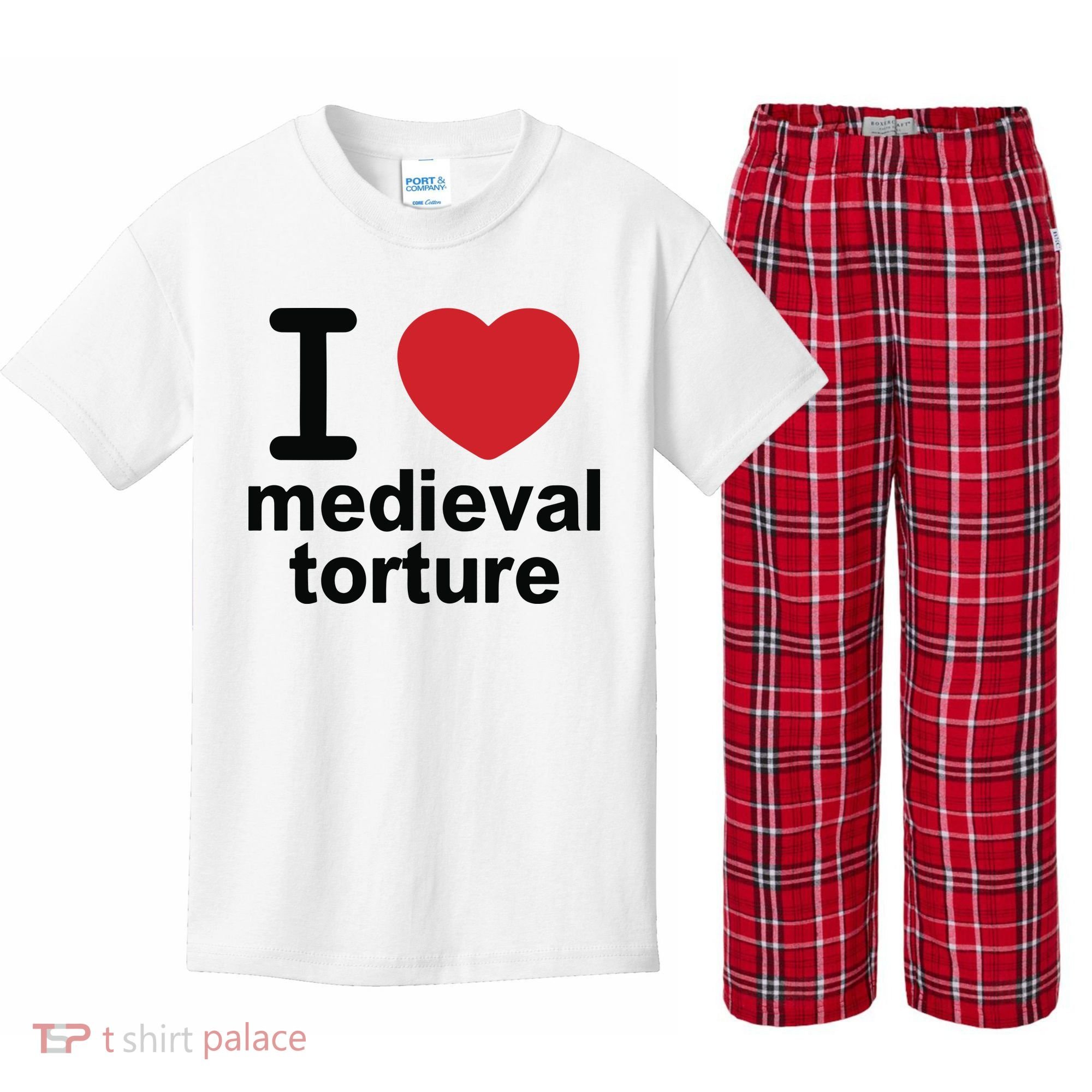 I Love Medieval Torture Kids Plaid Pajama Set