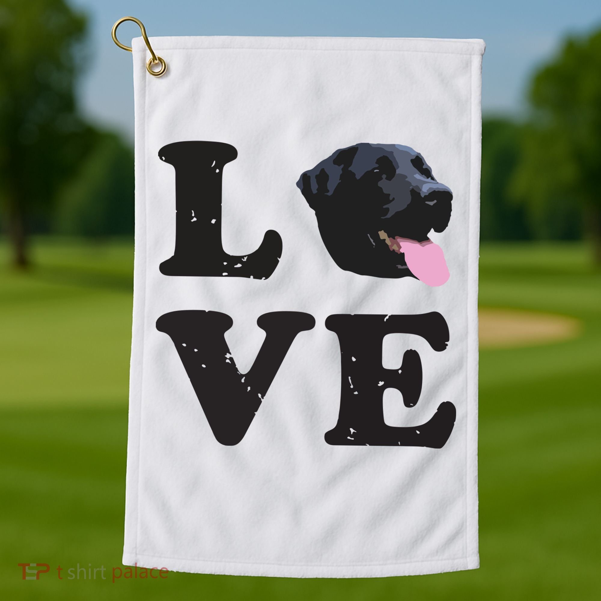 I Love My Black Lab Labrador Retriever Dog Tee Golf Towel