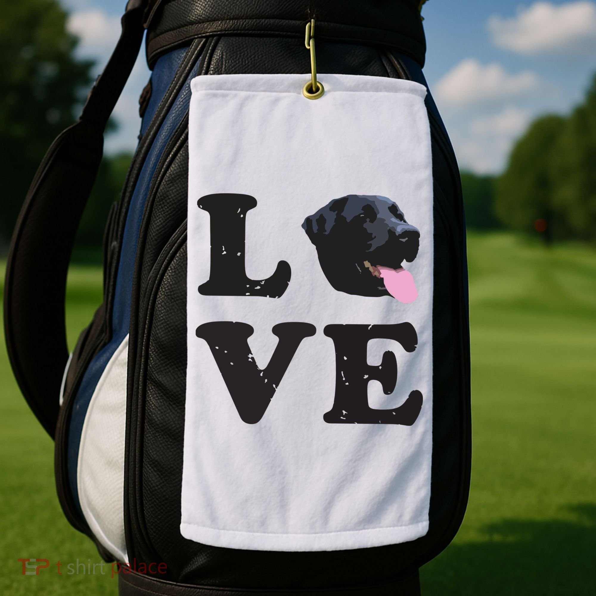 I Love My Black Lab Labrador Retriever Dog Tee Golf Towel