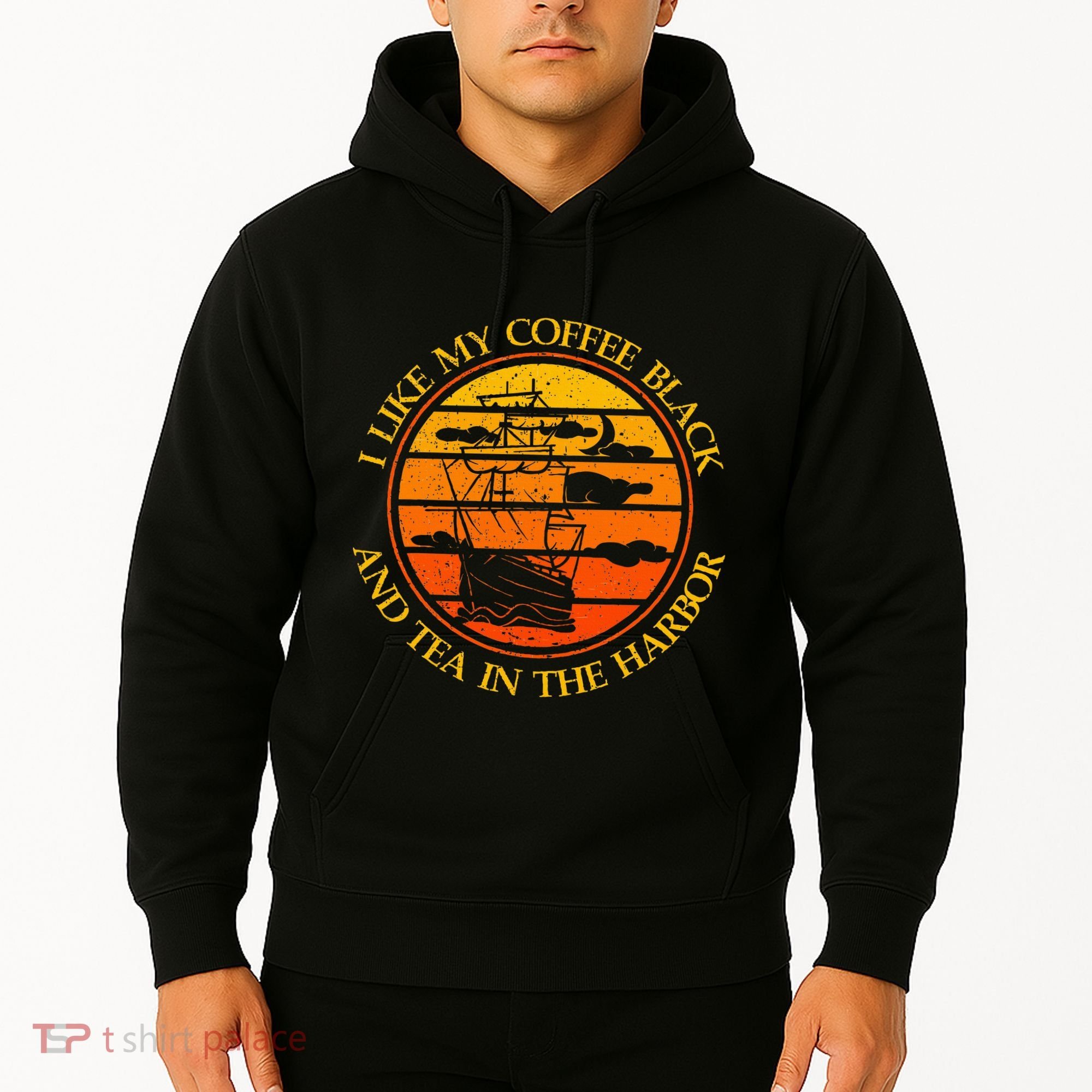 I Like My Coffee Black And Tea In The Harbor Retro Hoodie