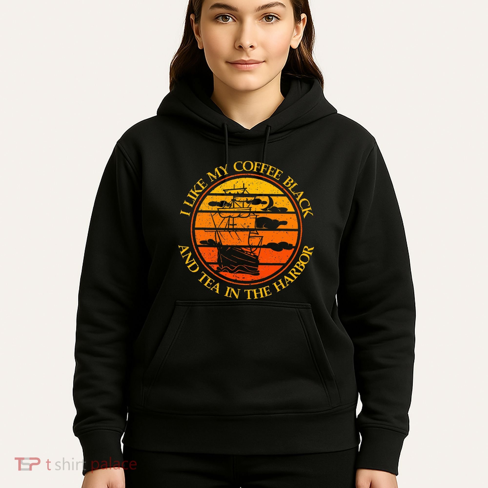 I Like My Coffee Black And Tea In The Harbor Retro Hoodie