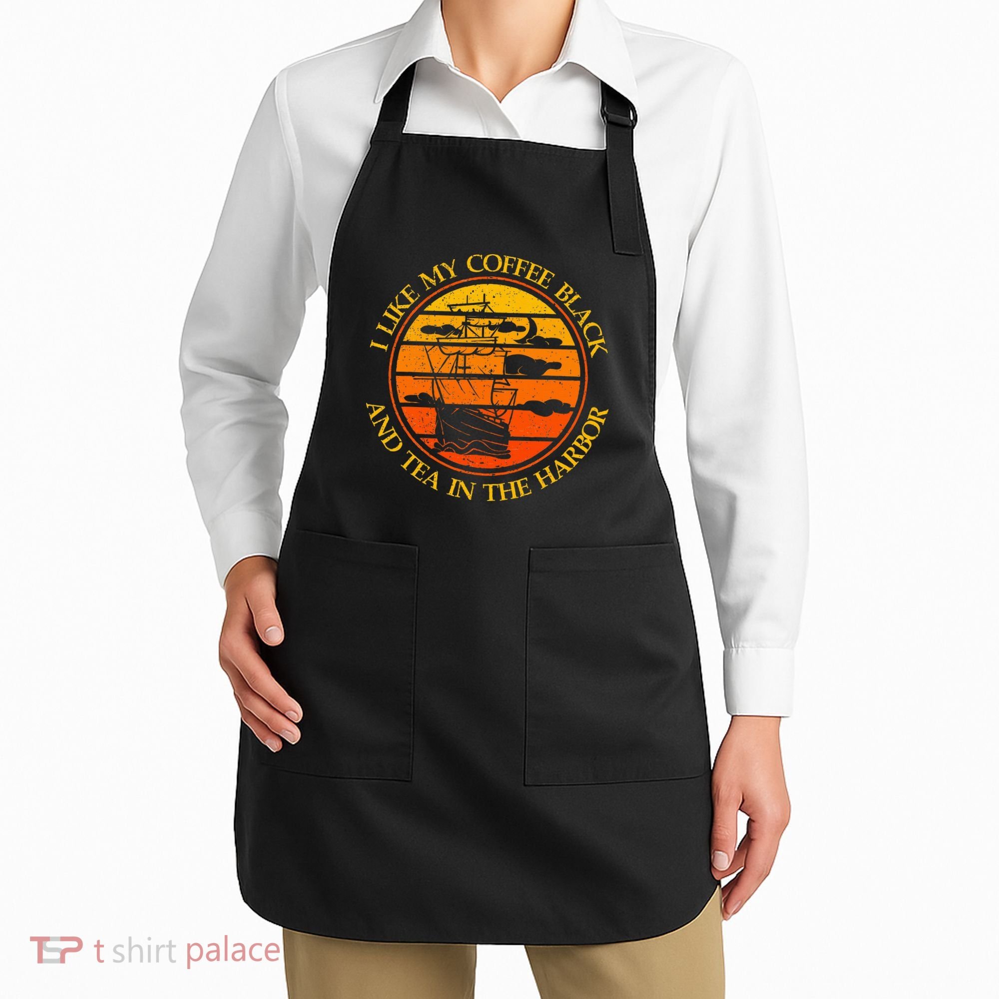 I Like My Coffee Black And Tea In The Harbor Retro Apron
