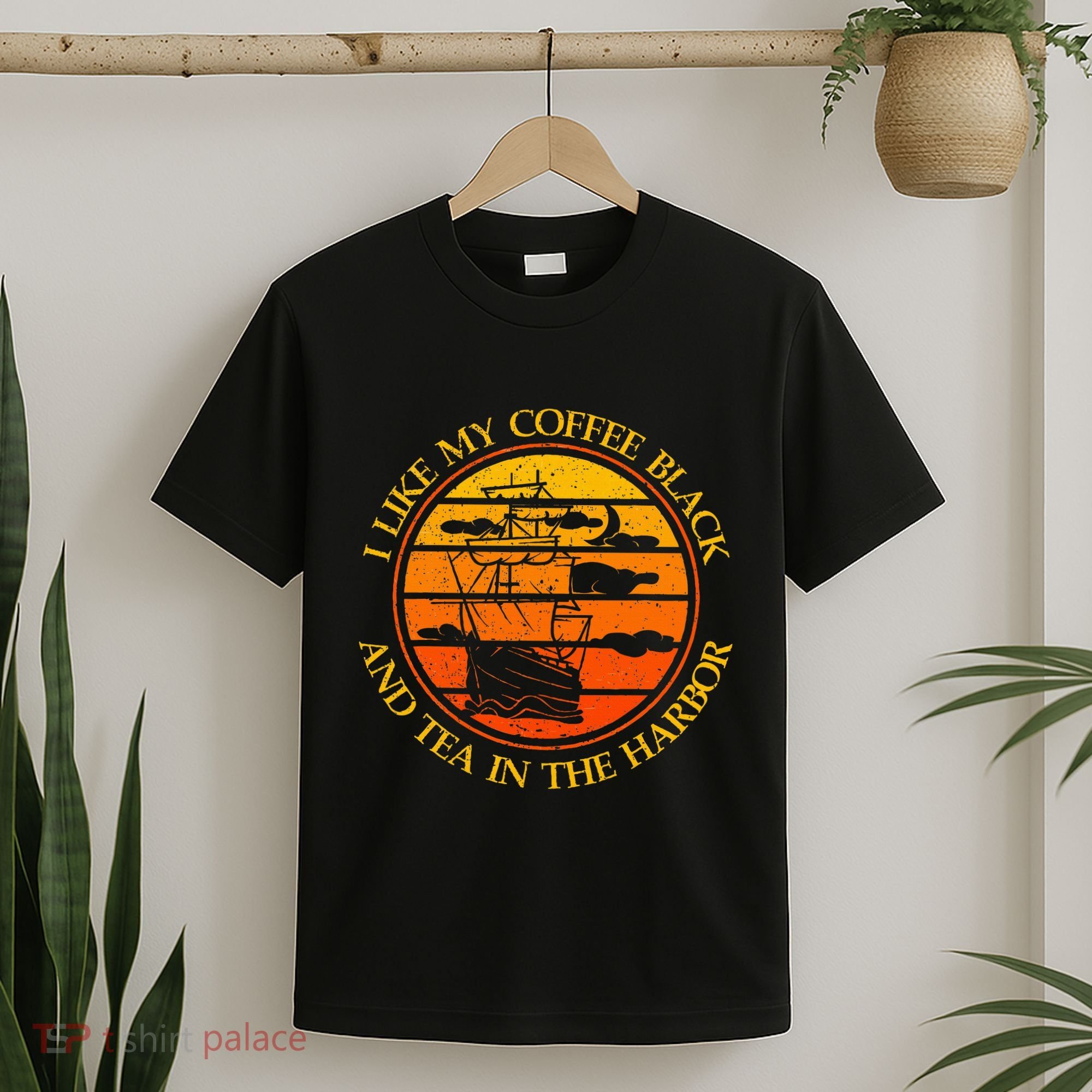 I Like My Coffee Black And Tea In The Harbor Retro T-Shirt
