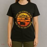 I Like My Coffee Black And Tea In The Harbor Retro T-Shirt thumb 4