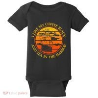 I Like My Coffee Black And Tea In The Harbor Retro Baby Bodysuit thumb 0