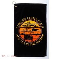 I Like My Coffee Black And Tea In The Harbor Retro Golf Towel thumb 0