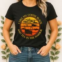 I Like My Coffee Black And Tea In The Harbor Retro Women's T-Shirt thumb 2