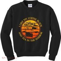 I Like My Coffee Black And Tea In The Harbor Retro Kids Sweatshirt thumb 0