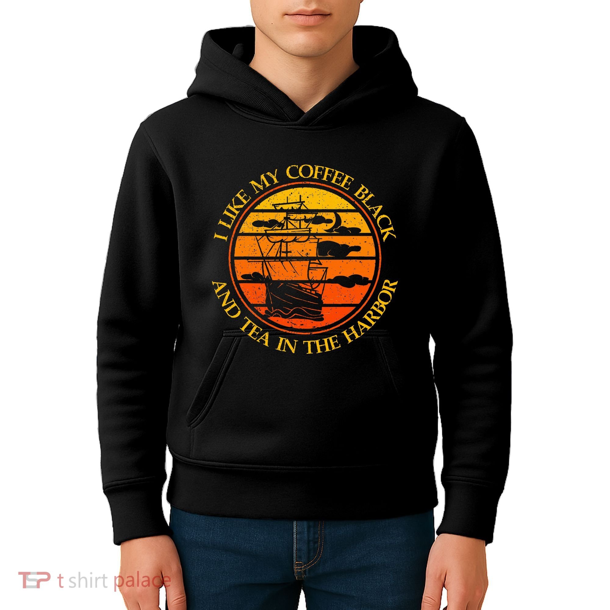 I Like My Coffee Black And Tea In The Harbor Retro Kids Hoodie