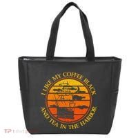 I Like My Coffee Black And Tea In The Harbor Retro Tote Bag thumb 0