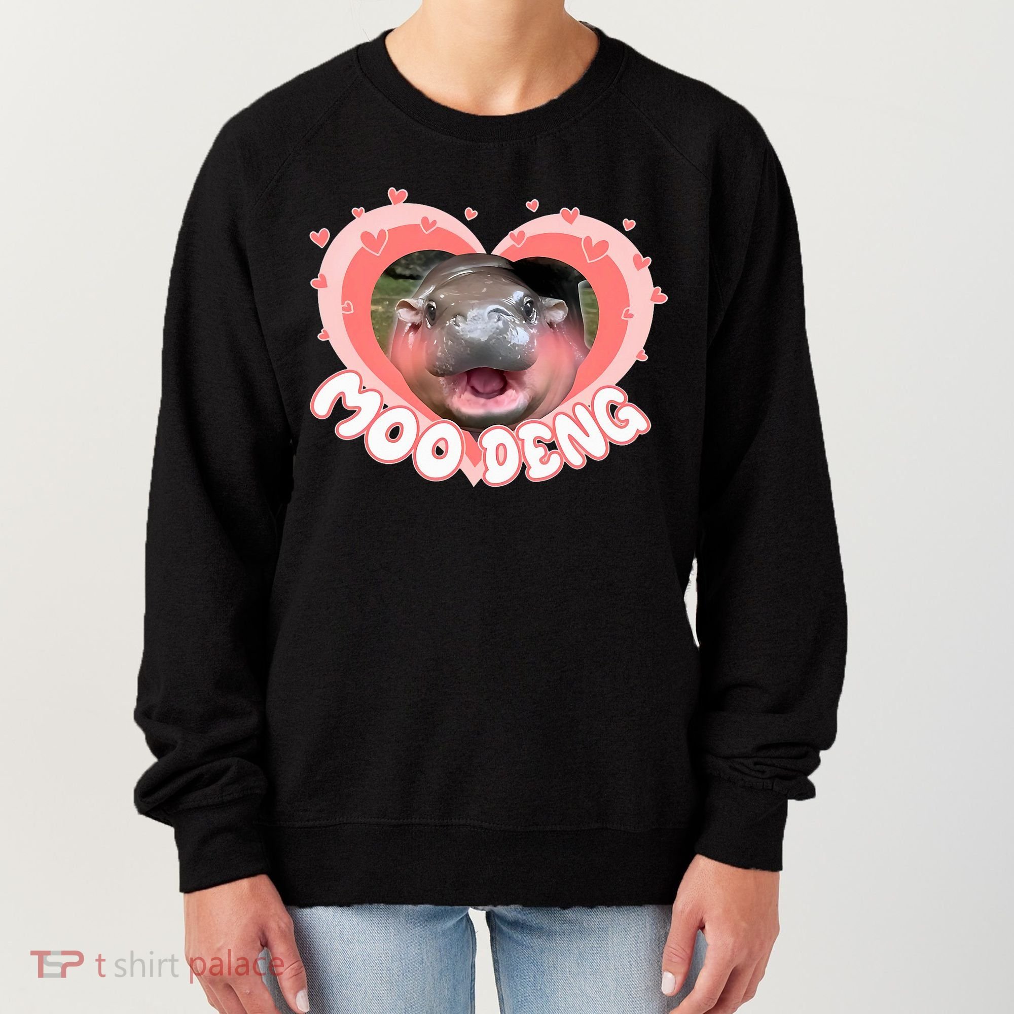 I Love Moo Deng Baby Hippo Moo Deng I Heart Moo Deng Women's Sweatshirt