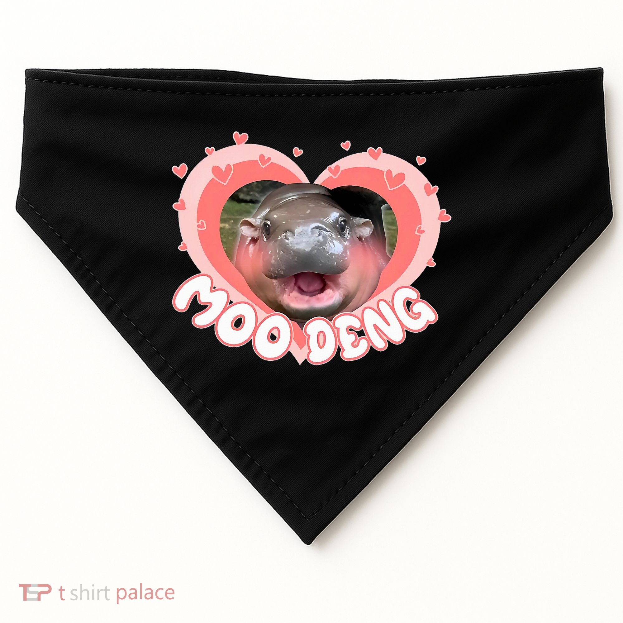 I Love Moo Deng Baby Hippo Moo Deng I Heart Moo Deng USA-Made Doggie Bandana