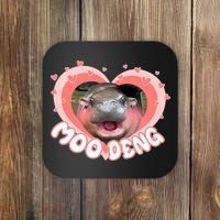 I Love Moo Deng Baby Hippo Moo Deng I Heart Moo Deng Coaster thumb 0