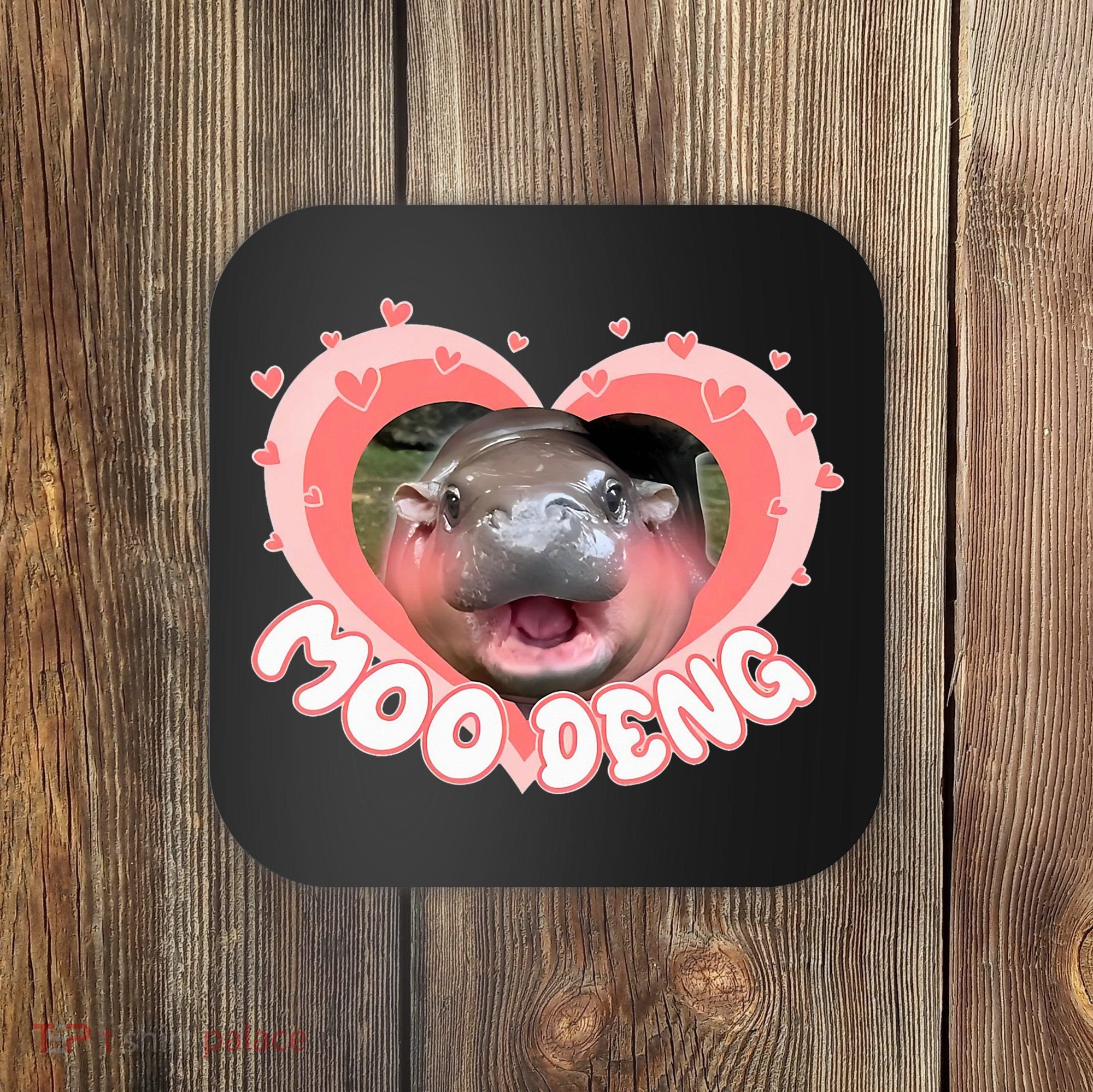 I Love Moo Deng Baby Hippo Moo Deng I Heart Moo Deng Coaster