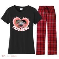 I Love Moo Deng Baby Hippo Moo Deng I Heart Moo Deng Women's Flannel Pajama Set thumb 0