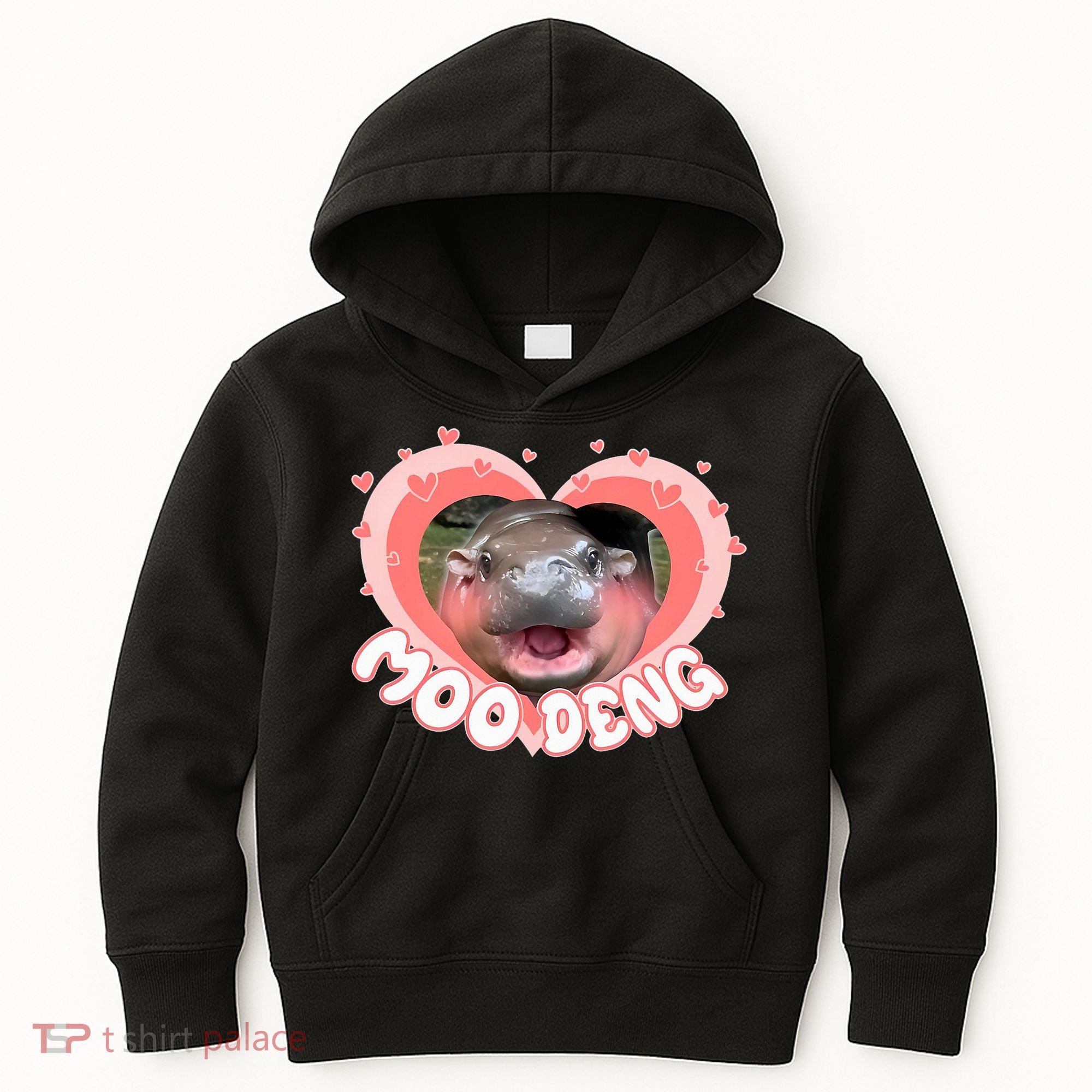I Love Moo Deng Baby Hippo Moo Deng I Heart Moo Deng Kids Hoodie
