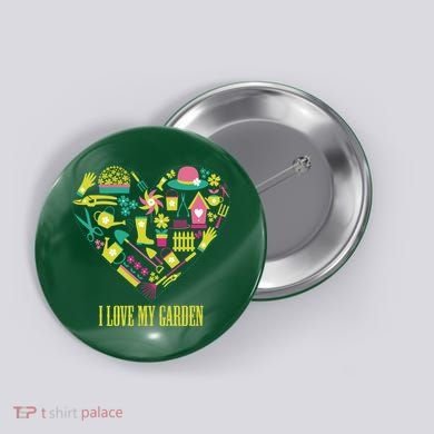 I Love My Garden Abstract Heart Button