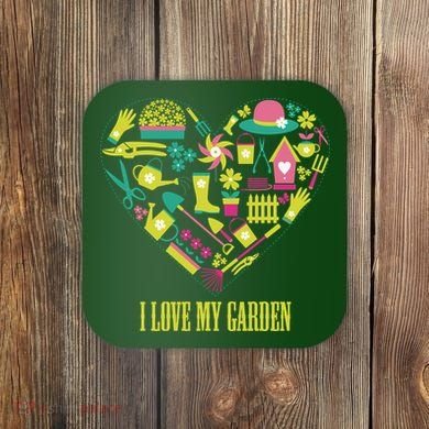 I Love My Garden Abstract Heart Coaster
