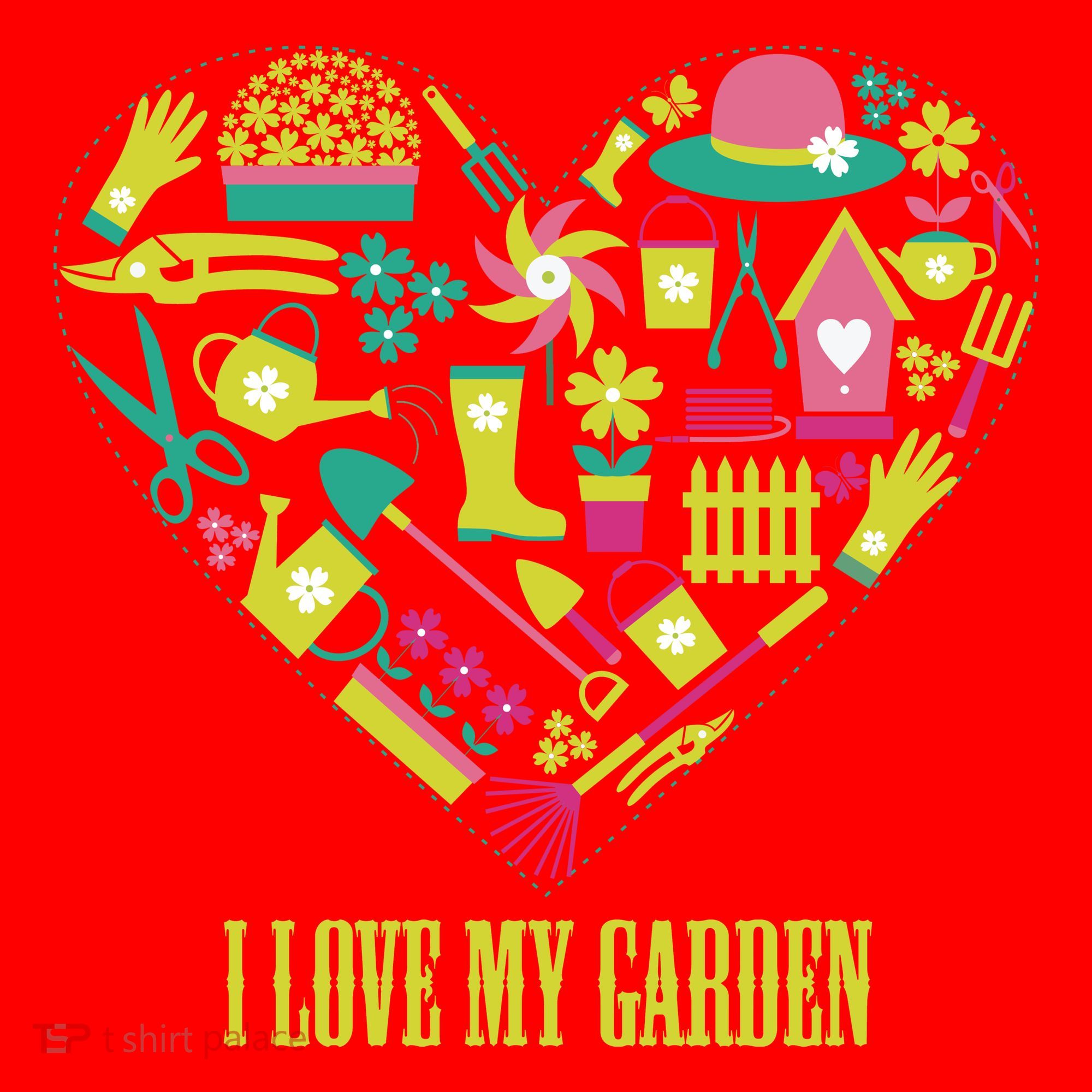 I Love My Garden Abstract Heart Santa Hat