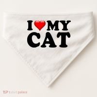 I Love My Cat USA-Made Doggie Bandana thumb 0