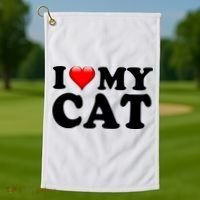 I Love My Cat Golf Towel thumb 1