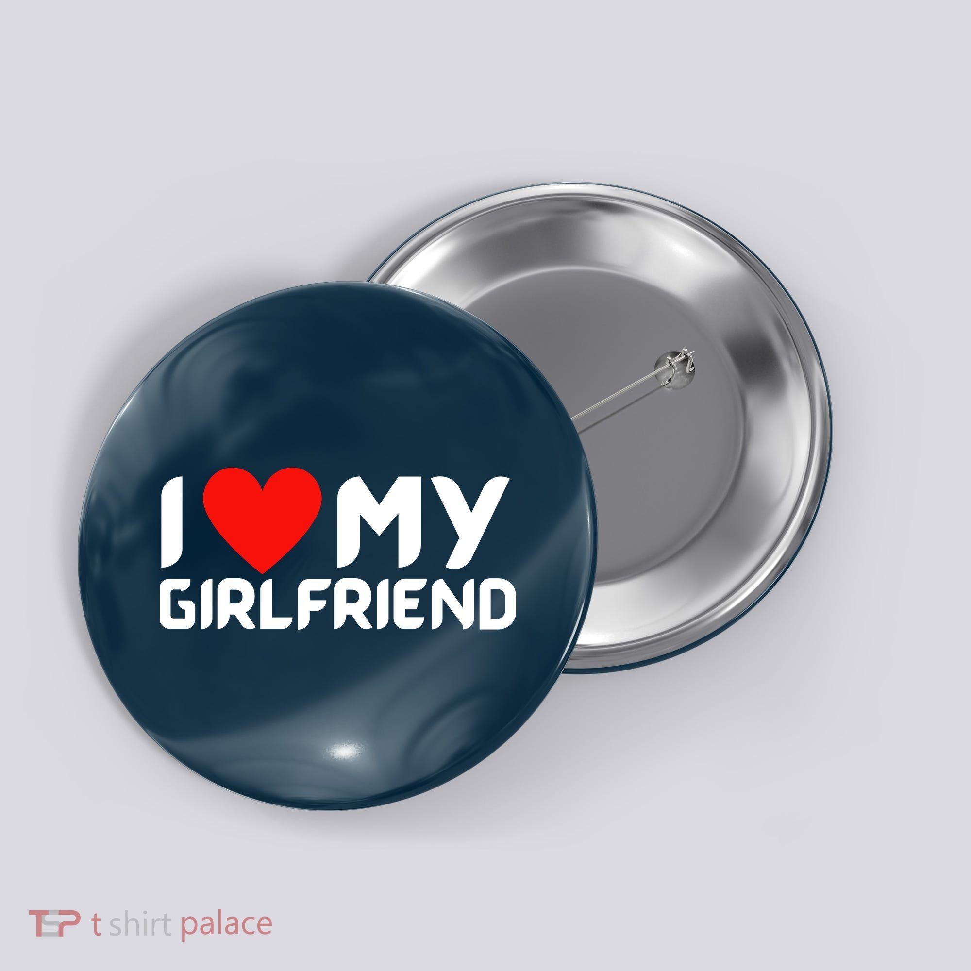 I Love My GF Girlfriend Heart Button